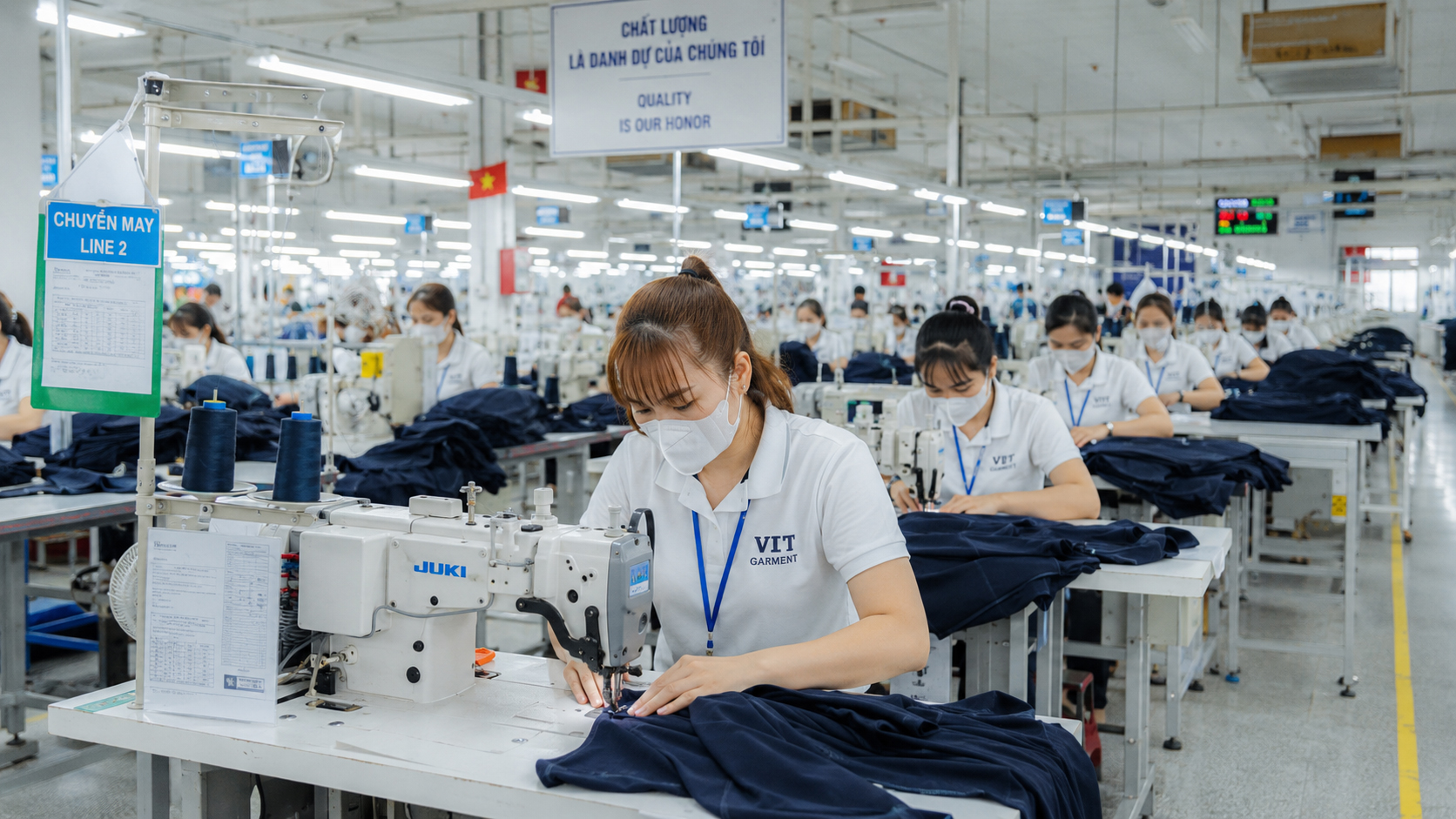 Vietnamese textile garment factory production workshop, reflecting Vietnam textile exports weak orders in Q2