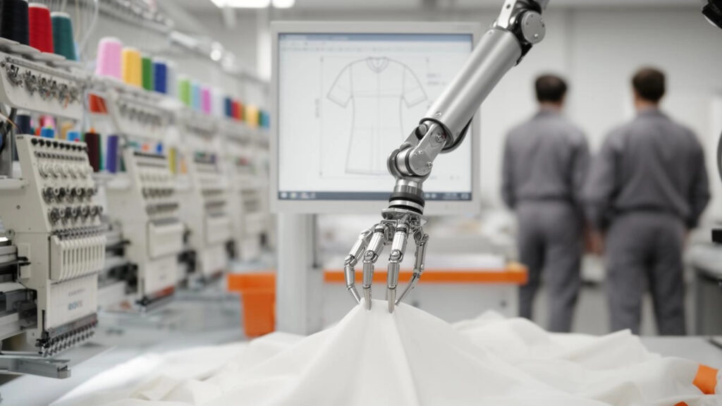 South korea apparel automation with robotic arm for textile factory