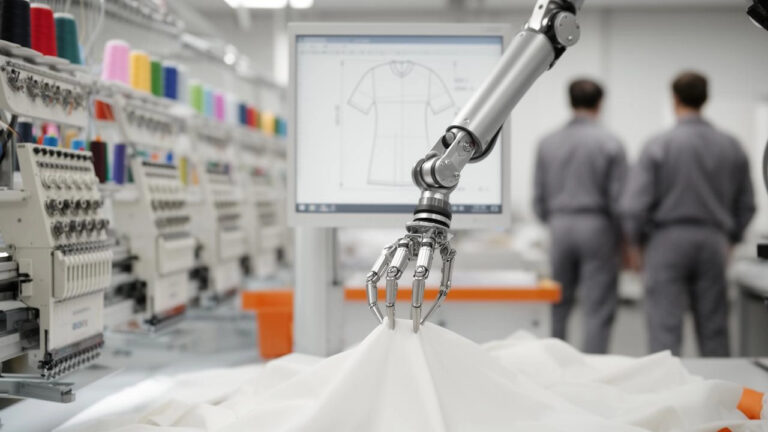 South korea apparel automation with robotic arm for textile factory