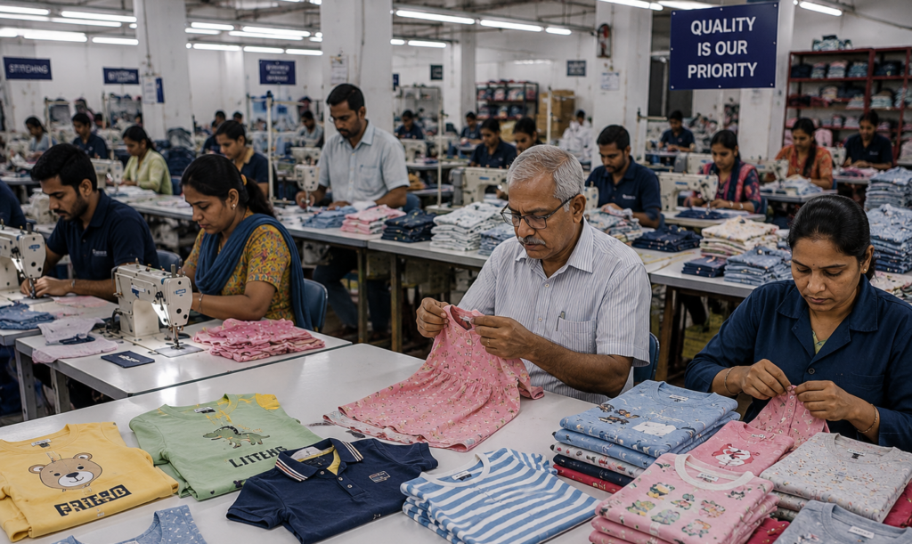 Uttar Pradesh textile factory workshop apparel manufacturing India textile exports